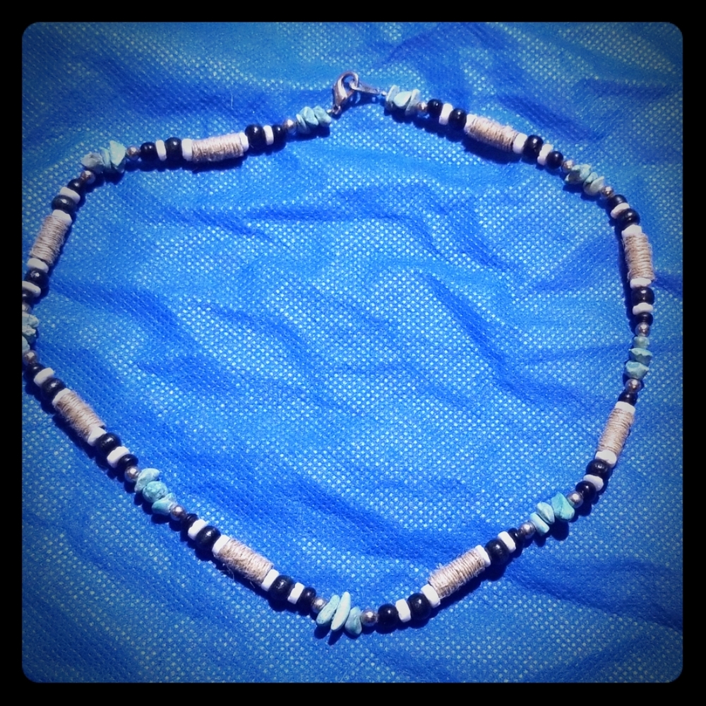 (2 for 5) Hemp breaded turquoise necklace
